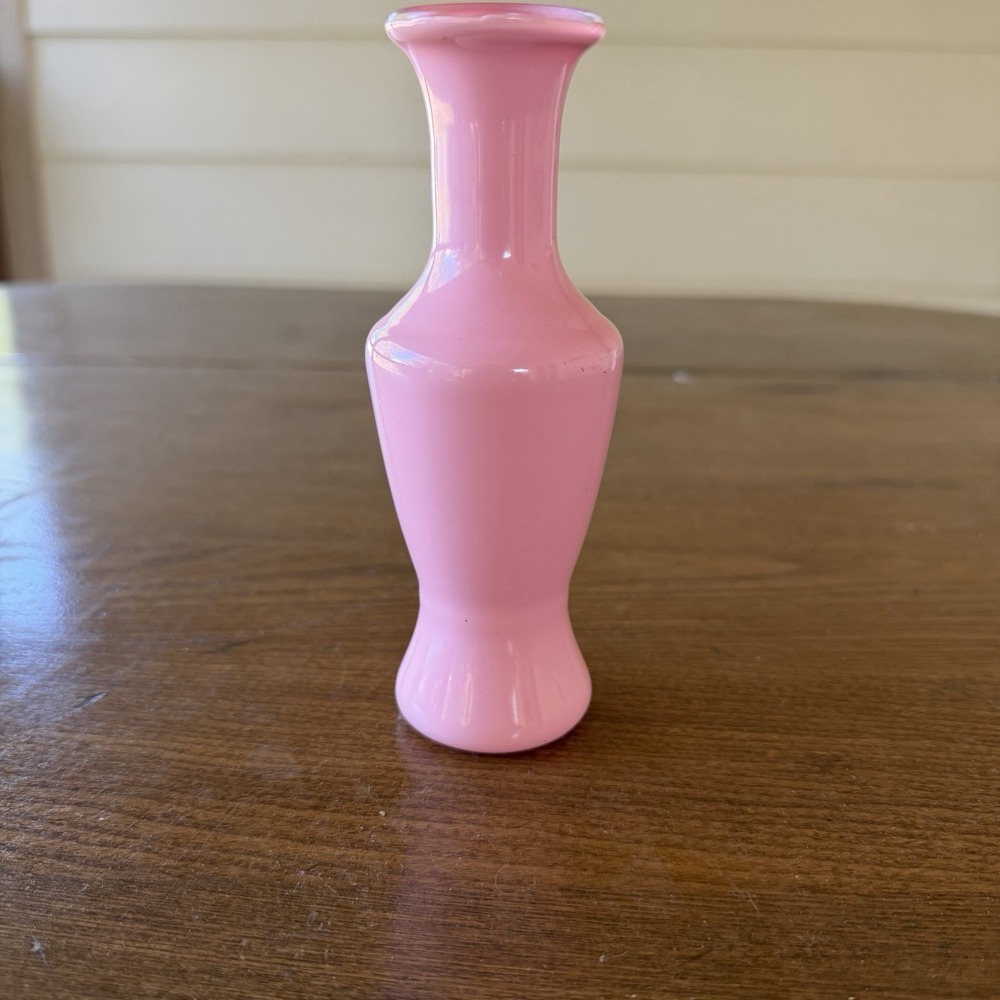 Vintage Coquette Pink Cased Glass Bud Vase MCM Flared Rim Floating Art Glass